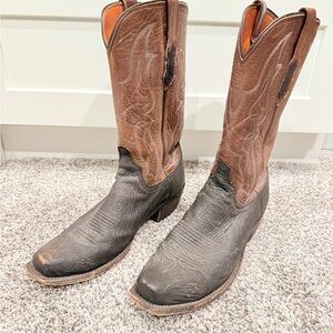 Men’s Lucchese Dark Brown and Brown Cowboy Boots
